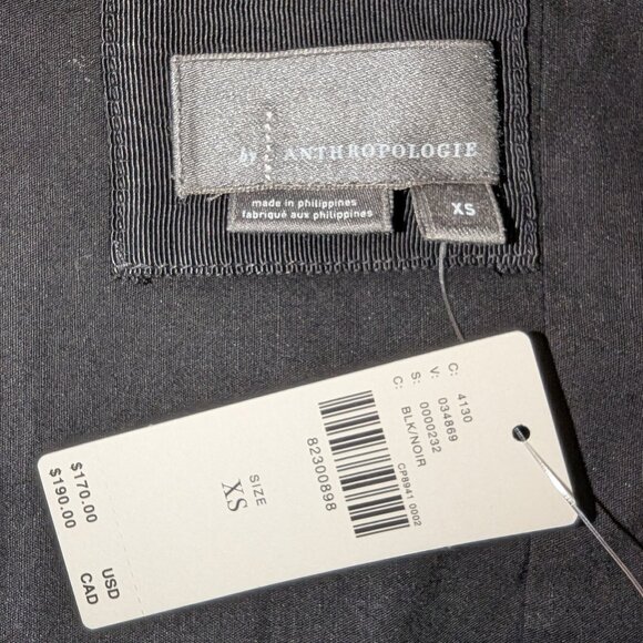 NWT Anthropologie | Cecily Fit & Flare Button Front Sweetheart Dress Black | XS - Picture 4 of 11